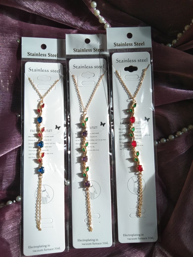 Floral Vine Lariat Necklace Stainless Steel