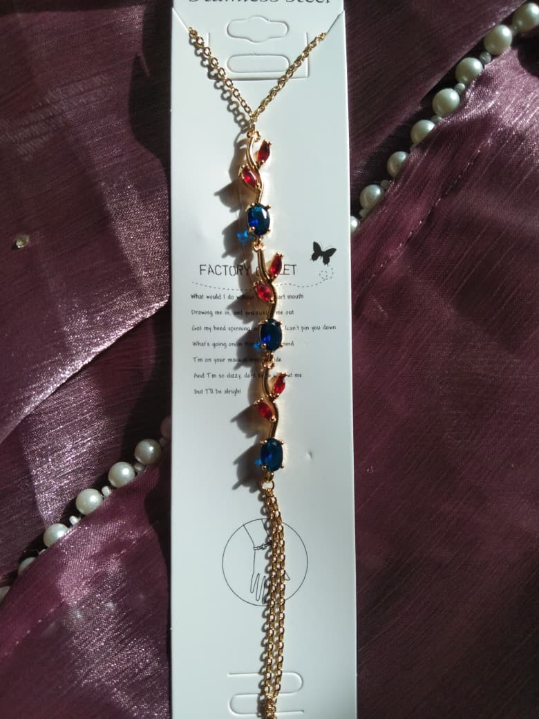 Floral Vine Lariat Necklace Stainless Steel 
