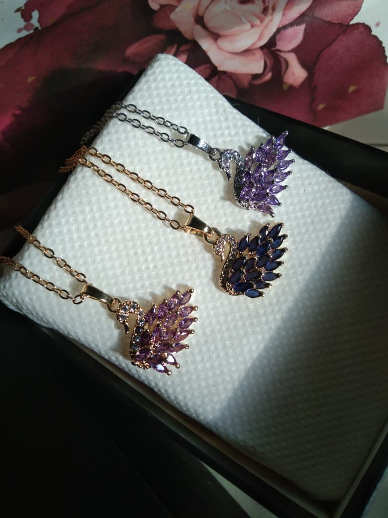 Marquise Crystal Swan Pendant Necklace