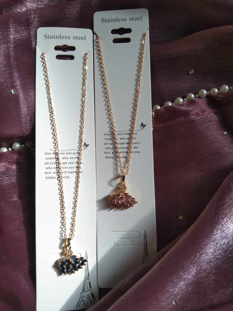 Marquise Crystal Swan Pendant Necklace