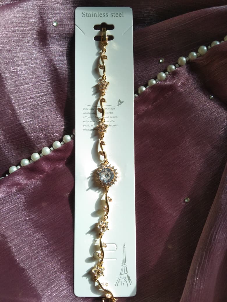 White Crystal Sunburst Vine Bracelet