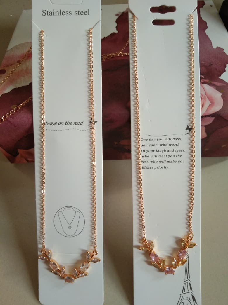 Curved Chevron Laurel Branch Necklace