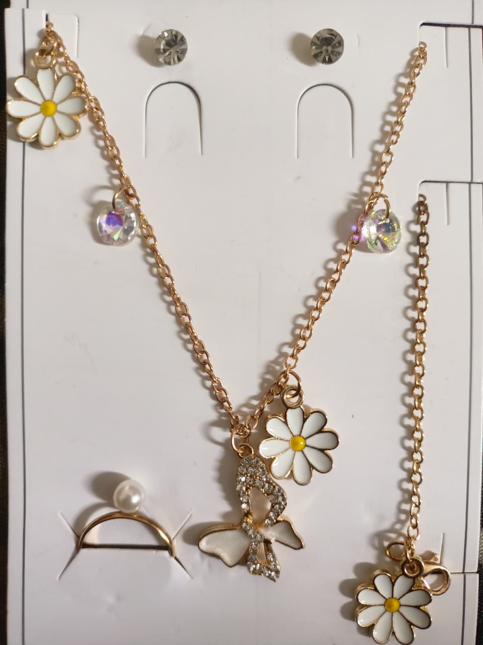 Rose Gold Daisy & Butterfly Multi-Piece Jewelry Set