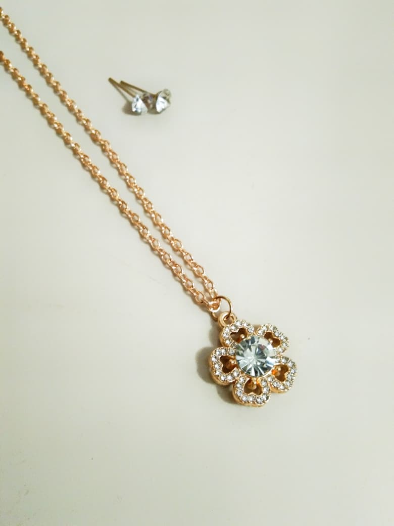 Rose Gold Butterfly Charm & Floral Crystal Jewelry Set