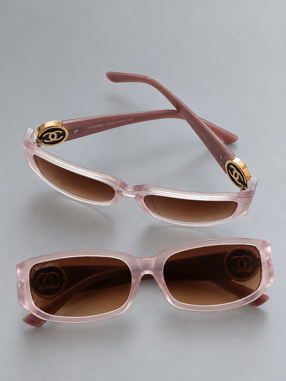 Ladies Fashion Premium Pink Transparent  Sunglass with Brown Gradient Lenses