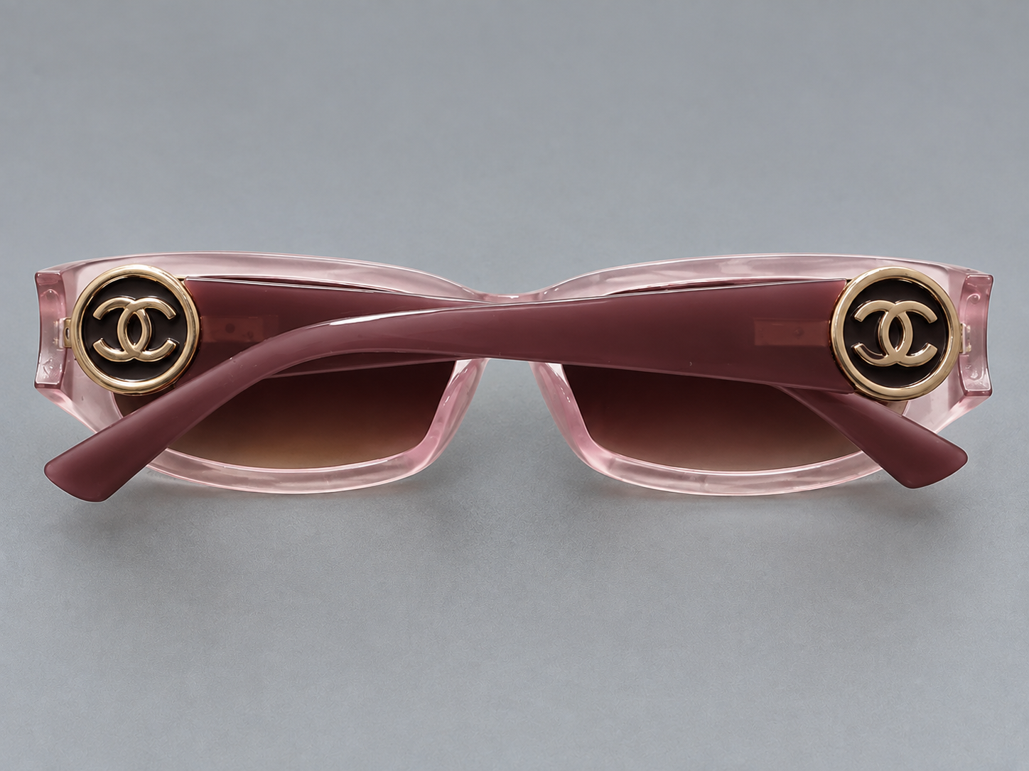 Ladies Fashion Premium Pink Transparent  Sunglass with Brown Gradient Lenses