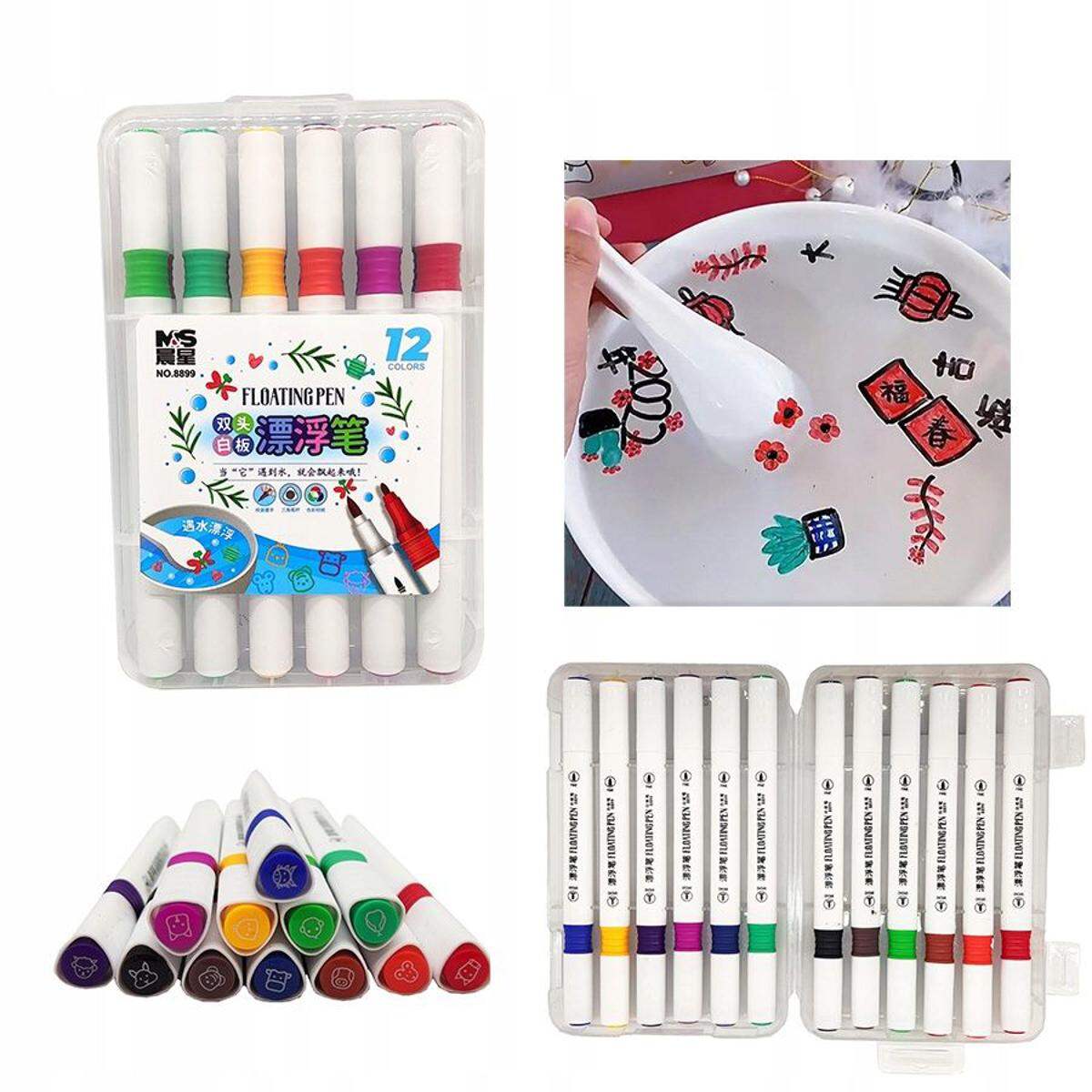 Floating Marker Pen - A Set of 12 Colorful Floating Ink Pen. 