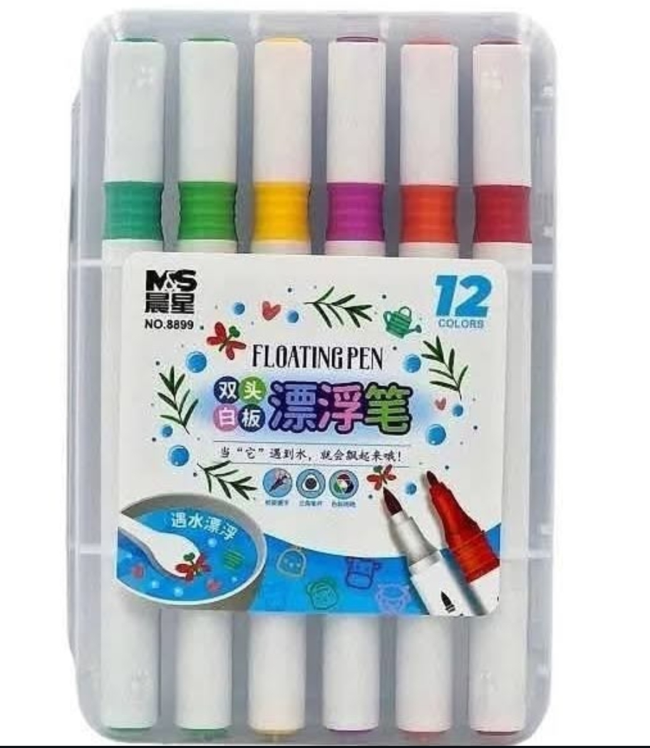 Floating Marker Pen - A Set of 12 Colorful Floating Ink Pen.