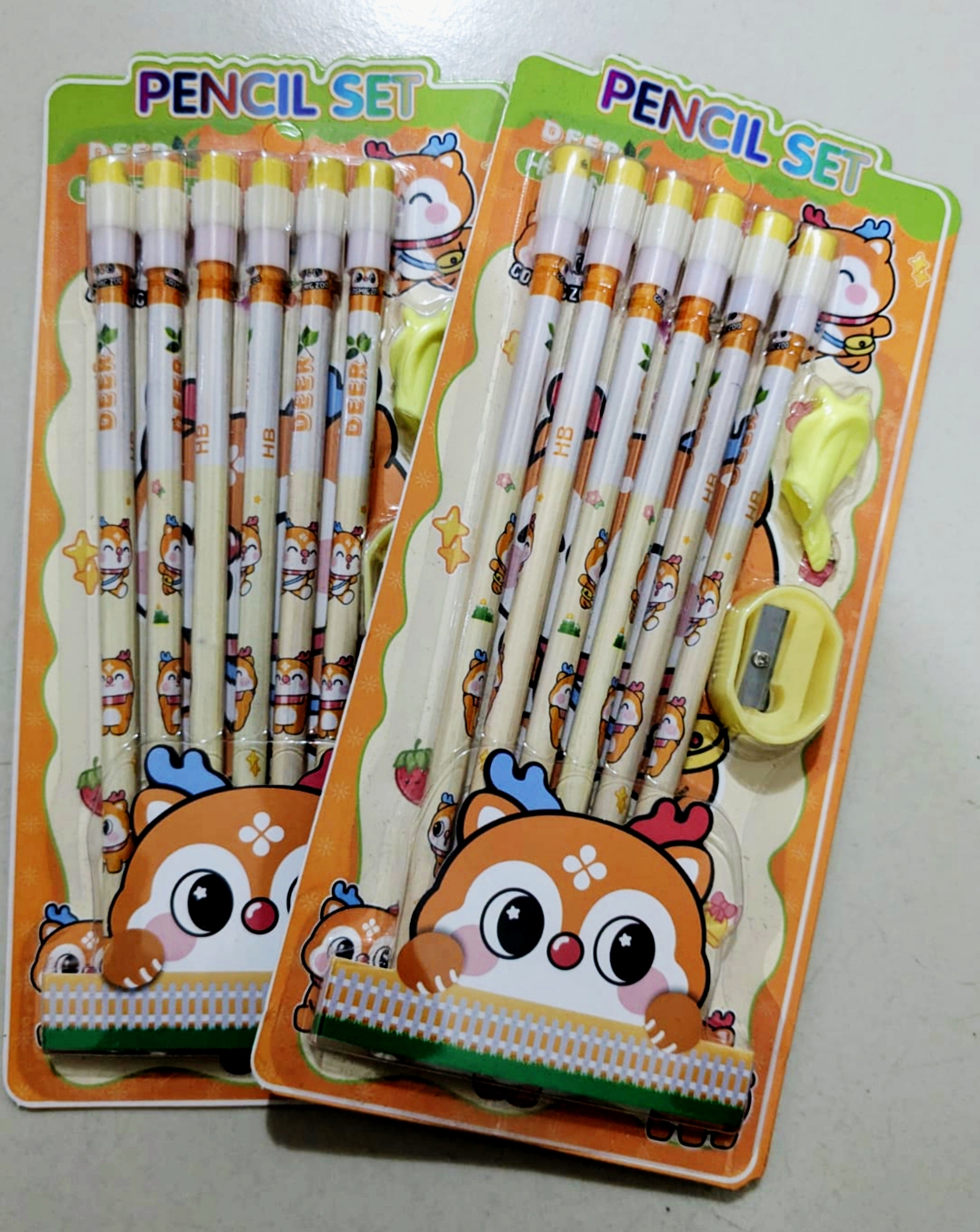 6 Pieces Pencil Stationary Gift Set with Sharpener and Eraser.