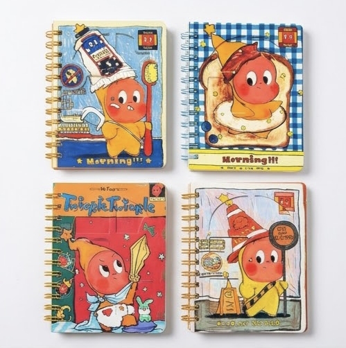 A set of 4 Twinkle Twinkle cute Cartoon A7 Coil Spiral Bound  Notebook/Planner Diary.