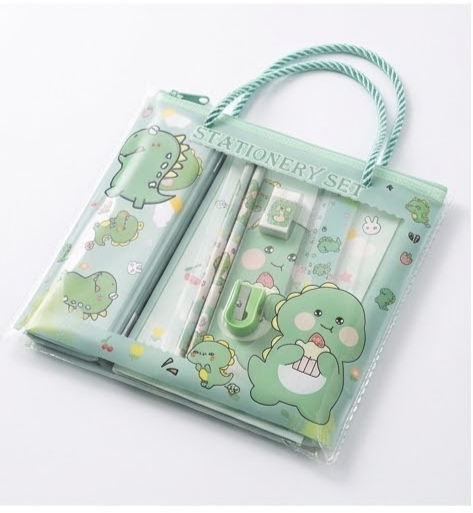 Kids' Cartoon Themed Portable Stationery Set in a Zipper bag