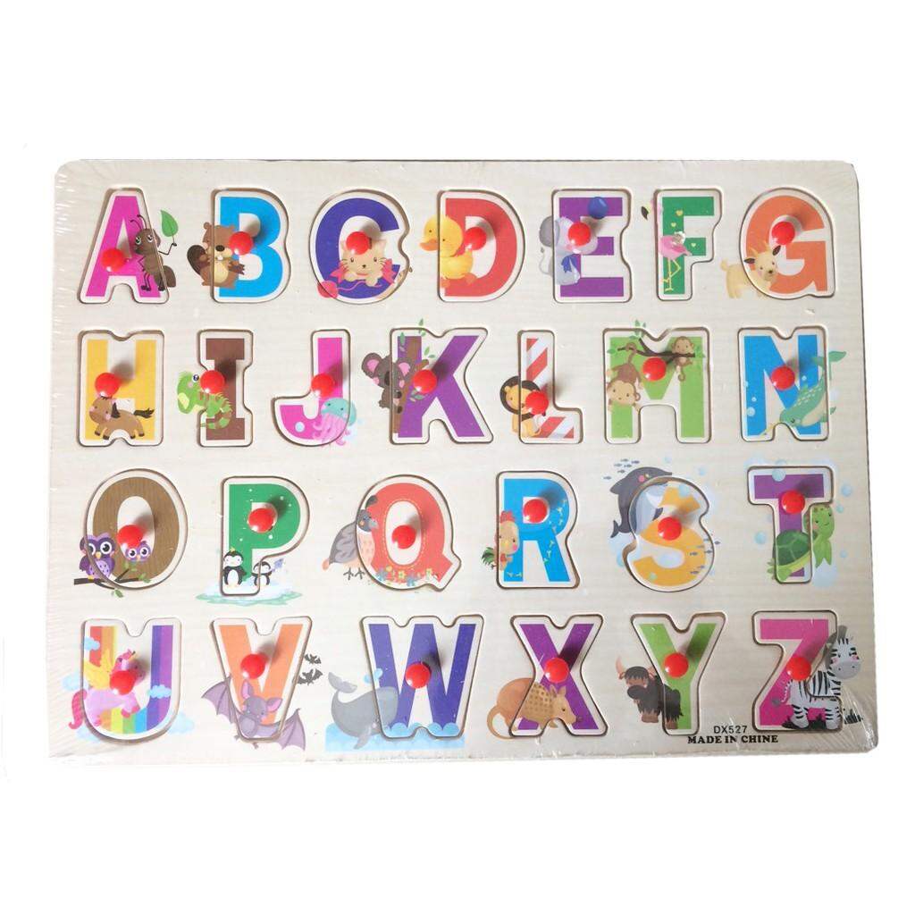 Wooden Educational Peg Puzzle Boards for Kids (English Numbers & English Alphabets).