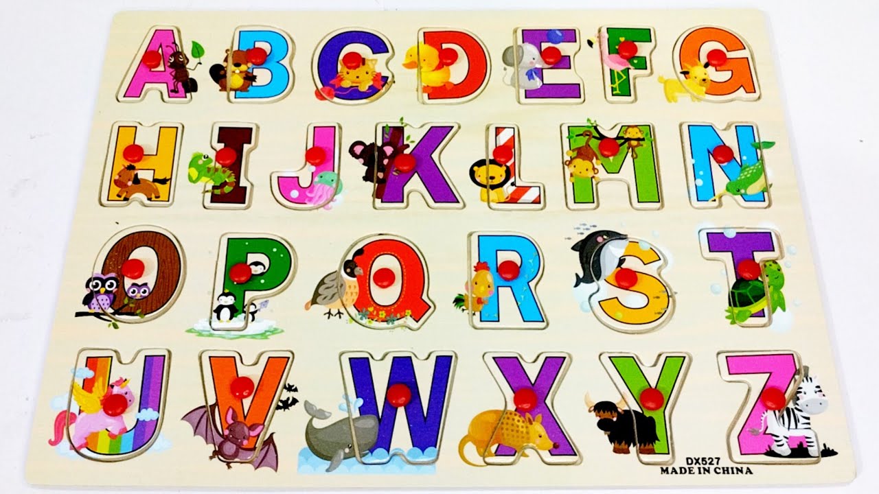 Wooden Educational Peg Puzzle Boards for Kids (English Numbers & English Alphabets).