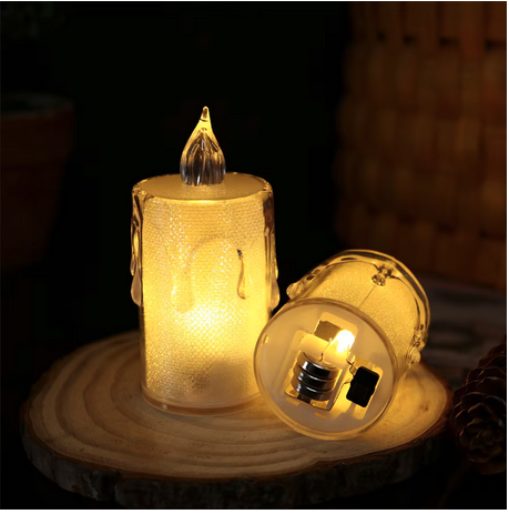 Miniature Acrylic Crystal Glow Flameless wax dripping LED Candle Light🕯️