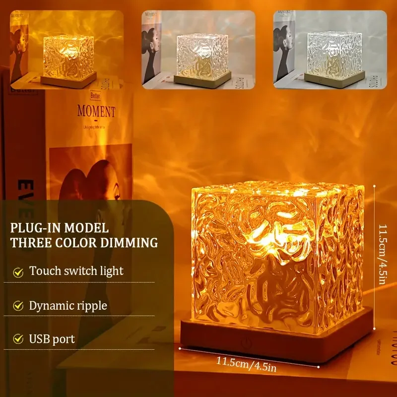 16 Color Crystal Ice Cube Dynamic Water Ripple LED Lamp